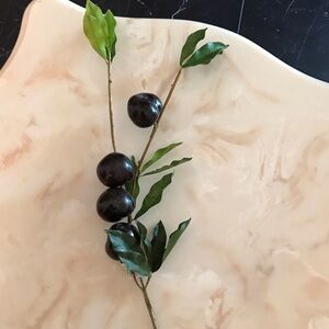 Decorative Faux Plum Stem in Deep Purple and Green